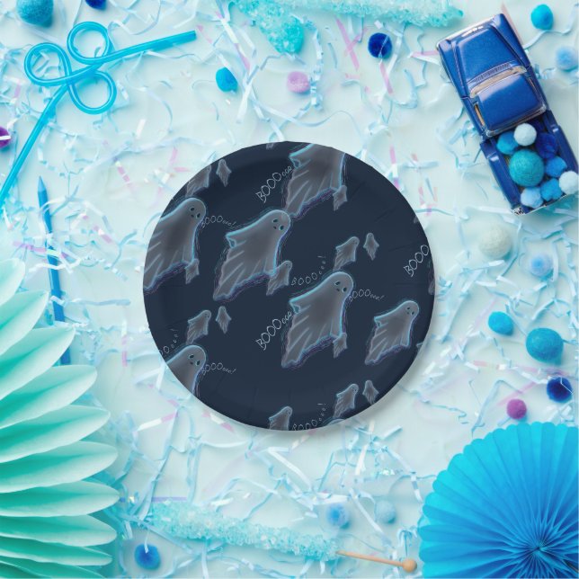 Cute KiniArt Ghost Paper Plates (Party)