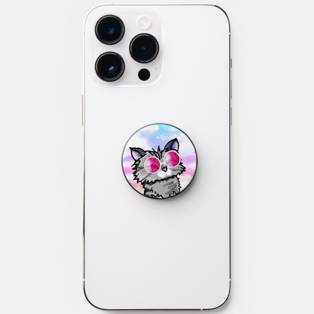 Cute KiniArt Tabby Cat PopSocket (Front)