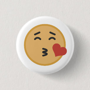 Cute Kiss Emoji Face Cartoon Button