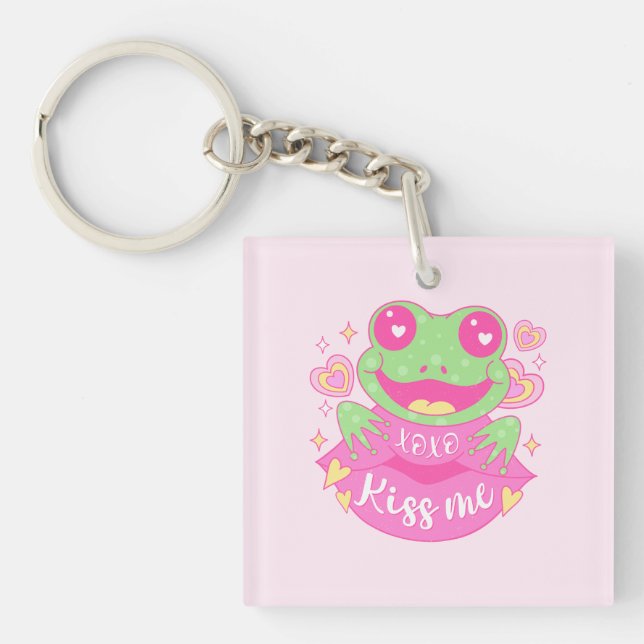 Cute Kiss Me Frog - Xoxo Keychain (Front)
