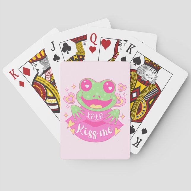 Cute Kiss Me Frog - Xoxo Poker Cards (Back)