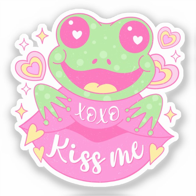 Cute Kiss Me Frog - Xoxo Sticker (Front)