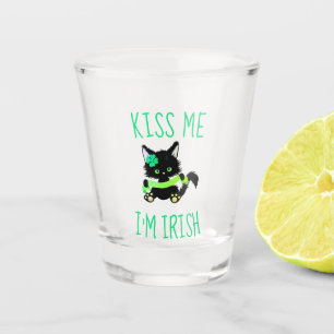 Cute Kiss Me I'm Irish St. Patrick's Day Cat Shot Glass