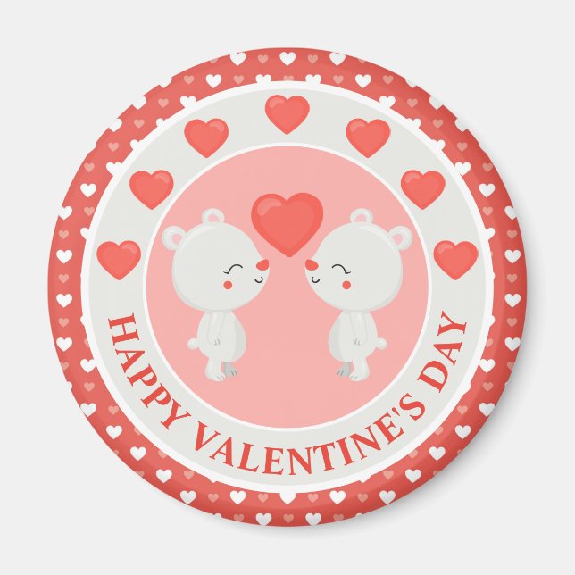 Cute Kissing Bear Couple Valentine's Day Magnet (Front)