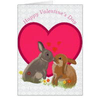 Cute Kissing Bunnies Valentines Card