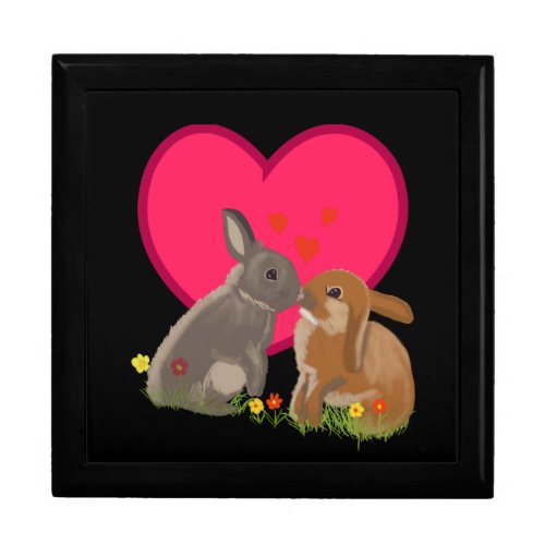 Cute Kissing Bunnies Valentines Gift Box