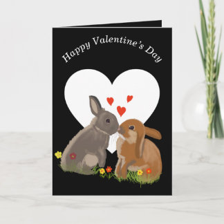 Cute Kissing Bunnies Valentines Holiday Card