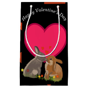 Cute Kissing Bunnies Valentines Small Gift Bag