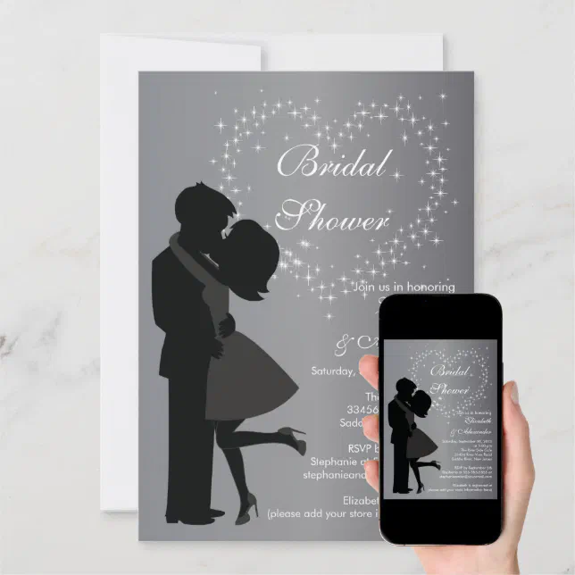 Cute Kissing Couple In Love Bridal Shower Invitation Zazzle 9513