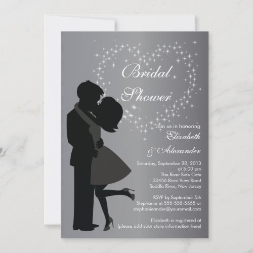 Cute Kissing Couple in Love Bridal Shower Invite