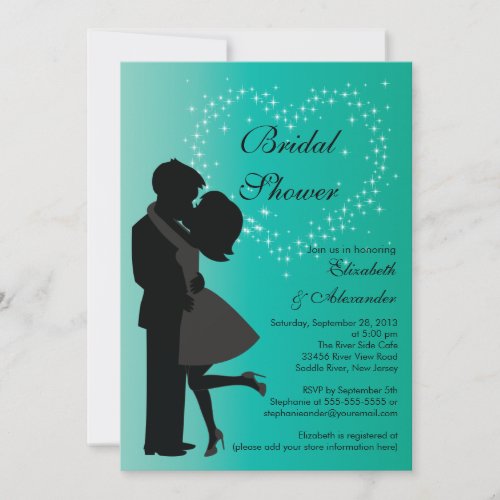 Cute Kissing Couple in Love Bridal Shower Card