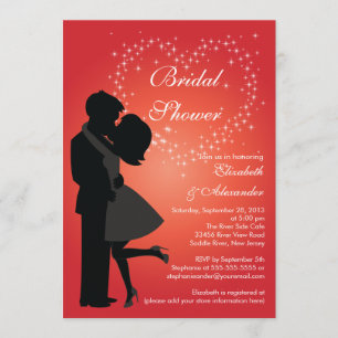 Cute Kissing Couple in Love Bridal Shower Invitation