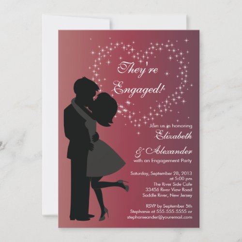 Cute Kissing Couple in Love Engagement Party Personalized Invitation