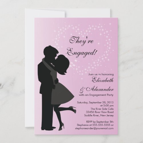 Cute Kissing Couple in Love Engagement Party Custom Invitations