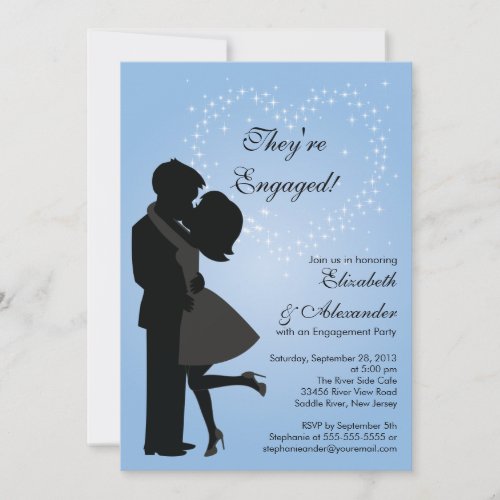Cute Kissing Couple in Love Engagement Party Cards