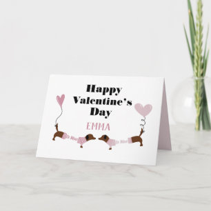 Cute Kissing dachshund Dogs Custom Valentines Holiday Card