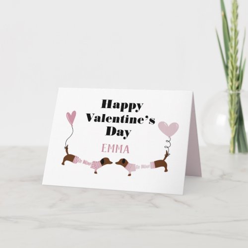 Cute Kissing dachshund Dogs Custom Valentines  Holiday Card