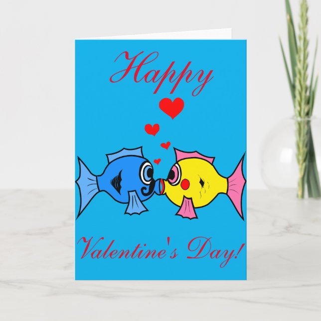 Cute Kissing Fish Valentine's Day Card (Front)