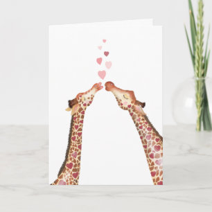 Cute kissing giraffes Valentine's Day card