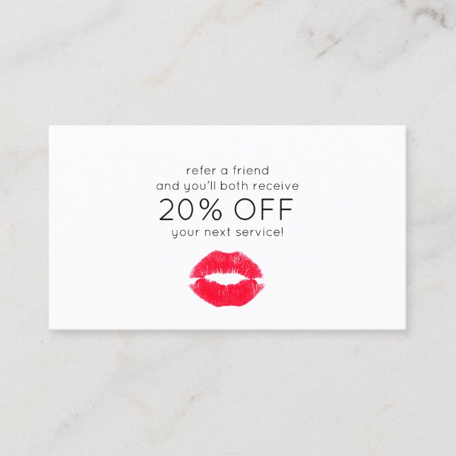 Cute Kissing Lips Customer Referral Card (Front)