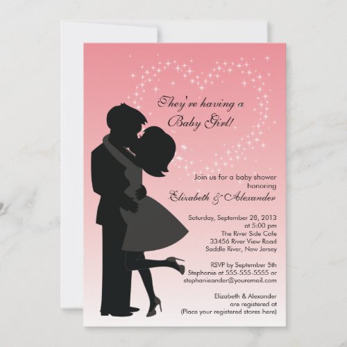 Cute Kissing Pregnant Couple in Love Baby Shower Custom Invites