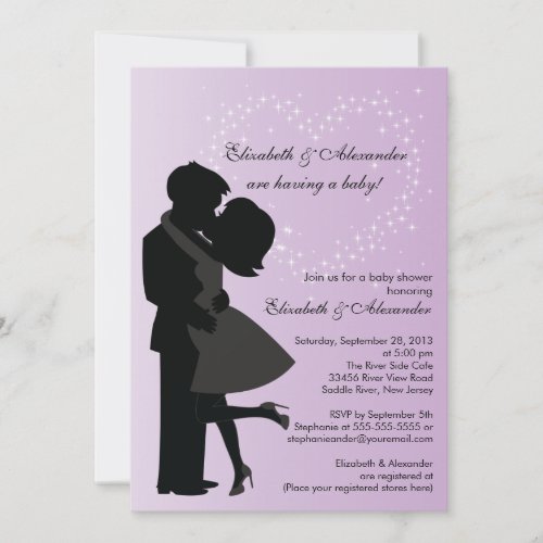 Cute Kissing Pregnant Couple in Love Baby Shower Personalized Invites