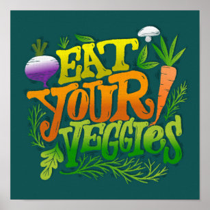 Cute Kitchen   Eat Your Veggies Poster