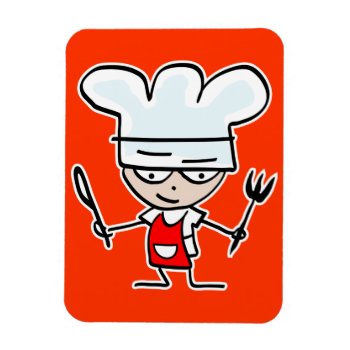 Cute Kitchen Magnet With Cartoon Chef Hat by cookinggifts at Zazzle