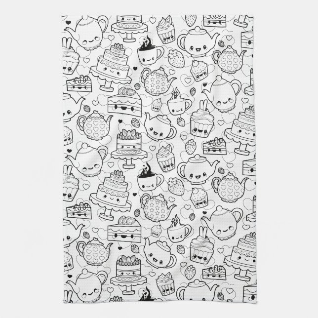 Cute Kitchen Pattern Kitchen Towel (Vertical)