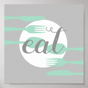 cute kitchen quote word art modern style eat poster