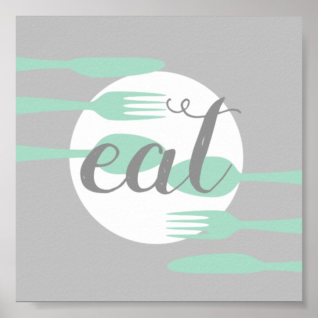 cute kitchen quote word art modern style eat poster (Front)