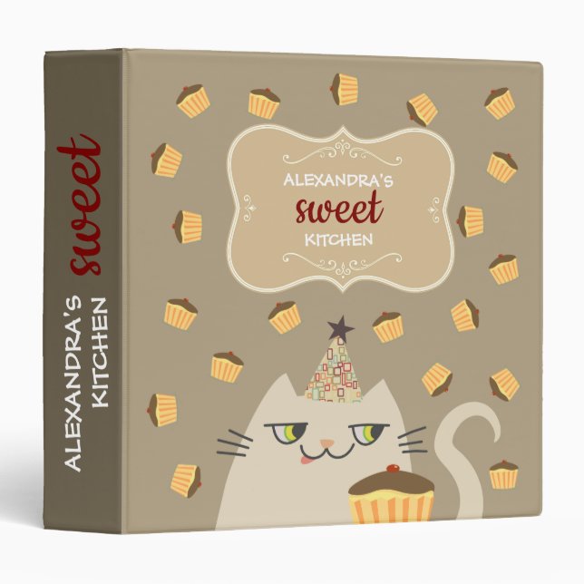 Cute Kitchen Recipes Cookbook 3 Ring Binder (Front/Spine)