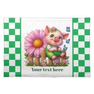 Cute kitchen table pig lovers customizable  cloth placemat