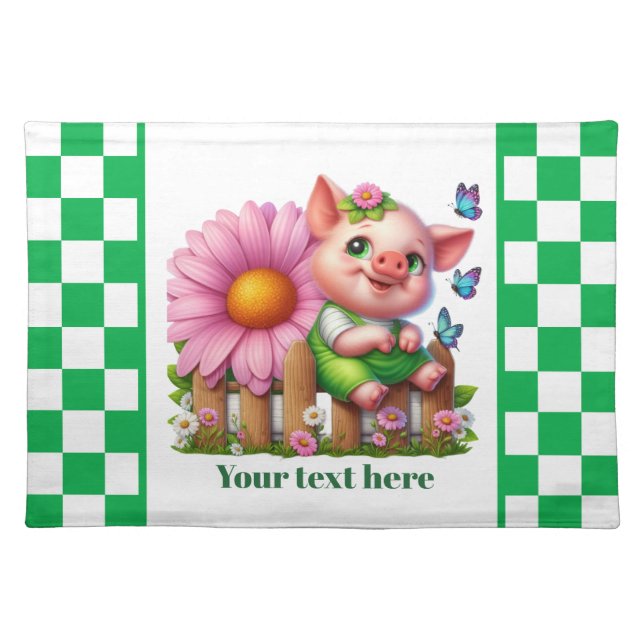 Cute kitchen table pig lovers customizable  cloth placemat (Front)