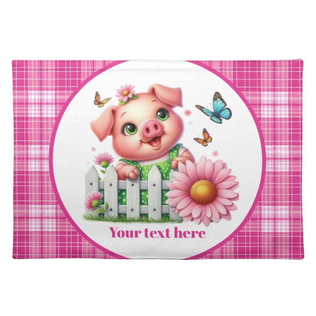 Cute kitchen table pig lovers customizable  cloth placemat (Front)