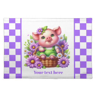 Cute kitchen table pig lovers customizable  cloth placemat