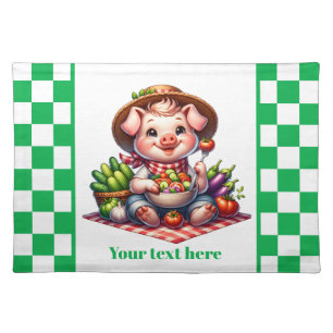 Cute kitchen table pig lovers customizable  cloth placemat