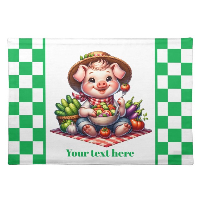 Cute kitchen table pig lovers customizable  cloth placemat (Front)