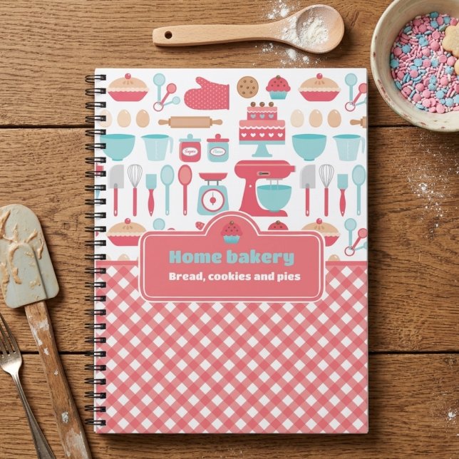 Cute Kitchen Theme Baking Red Gingham  Notebook (Cute Kitchen Theme Baking Red Gingham Notebook)
