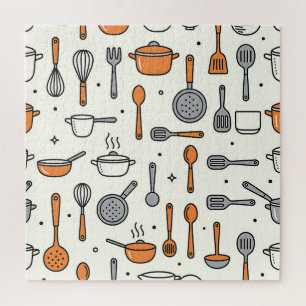 Cute Kitchen Tools Pattern Jigsaw Puzzle