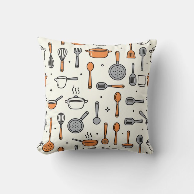 Cute Kitchen Tools Pattern  Throw Pillow (Front)