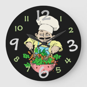Cute Kitchen Wall Clock Fun Chef Design