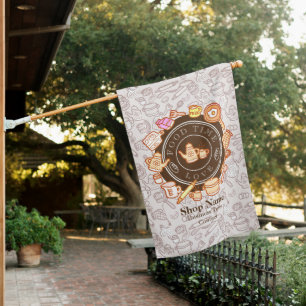 Cute Kitchenware Brown Tapestry House Flag