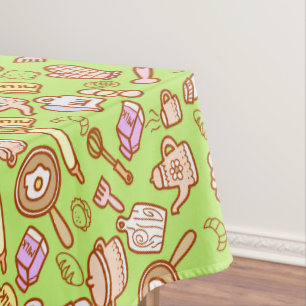 Cute Kitchenware Green Tablecloth