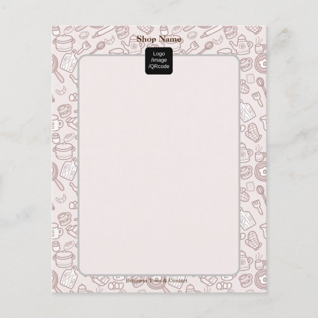 Cute Kitchenware Menu Brown Flyer (Front)