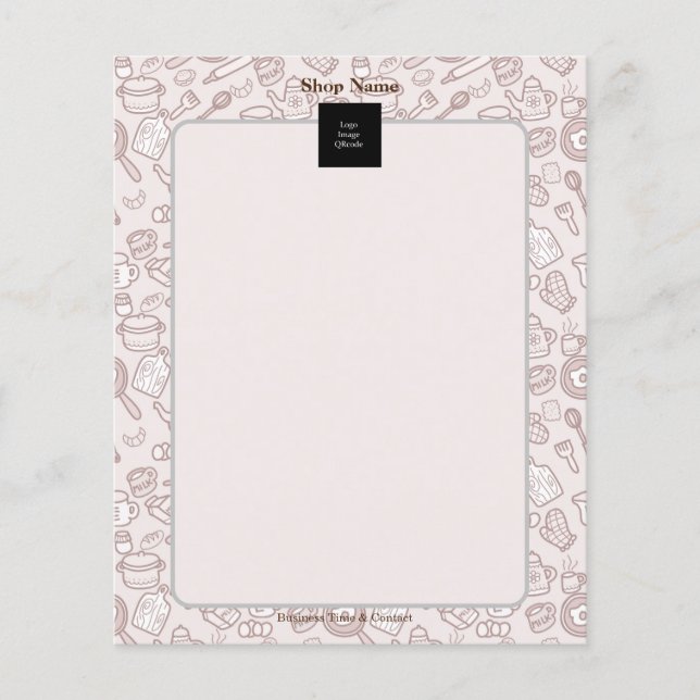 Cute Kitchenware Menu Brown Flyer (Front)