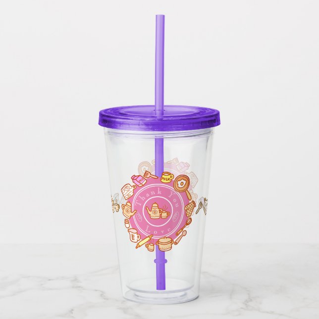 Cute Kitchenware Pink Acrylic Tumbler (Front)