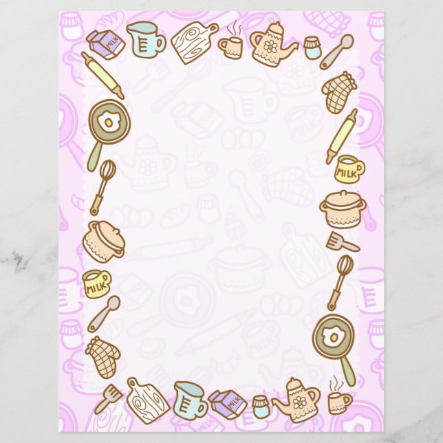 Cute Kitchenware Pink Paper Sheet (Front)