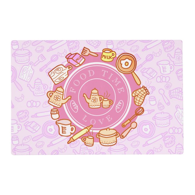 Cute Kitchenware Pink Placemat (Front)