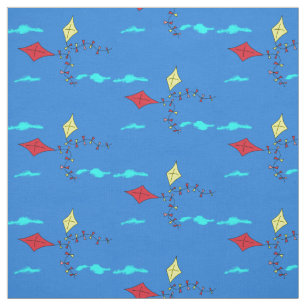 Cute Kite Blue Kids Pattern Fabric